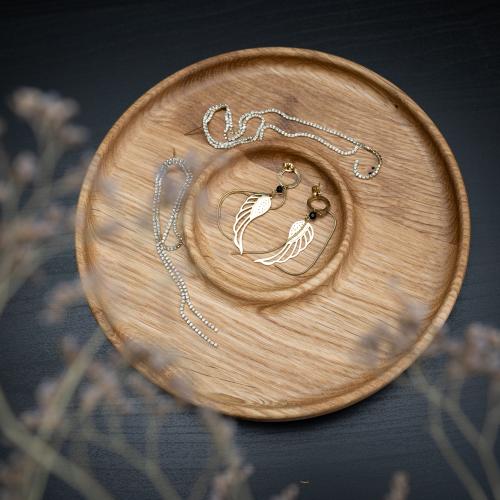 Taca Biżuteryjna Okrągła Dębowa